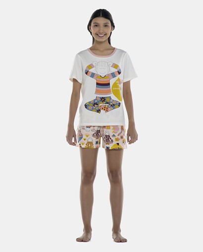 Pijama Feminino Adulto Manga Curta e Short
