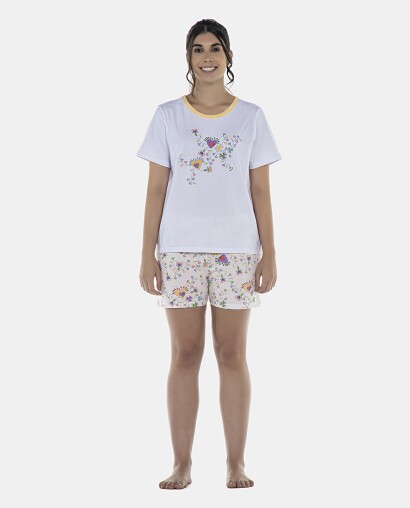 Pijama Feminino Adulto Manga Curta e Short