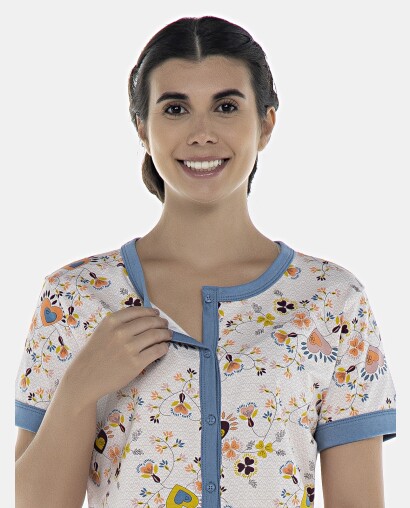 Pijama Feminino Adulto Manga Curta Aberta e Short