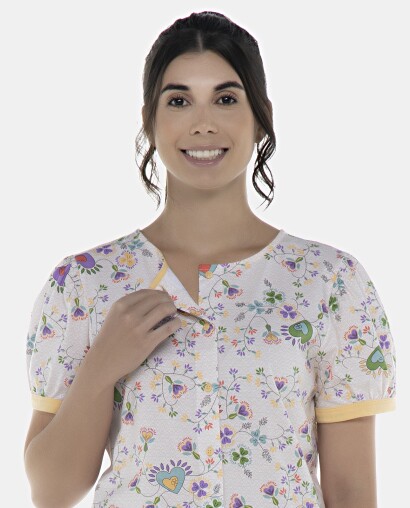 Pijama Feminino Adulto Manga Curta Aberta e Corsário