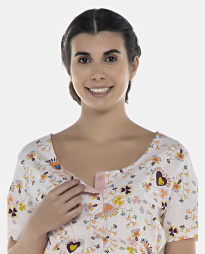 Pijama Feminino Gestante Manga Curta e Corsário