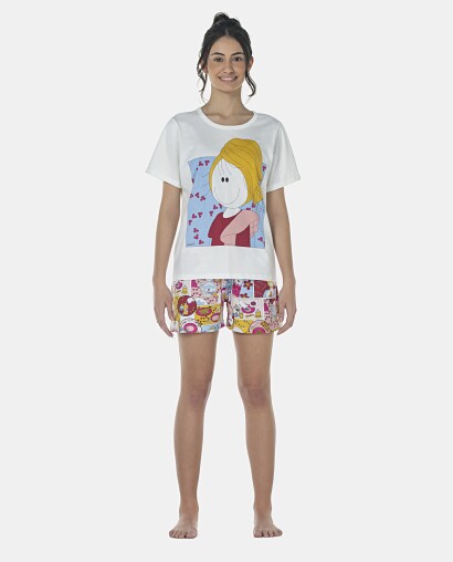 Pijama Feminino Adulto Manga Curta e Short
