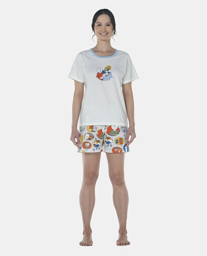 Pijama Feminino Adulto Manga Curta e Short