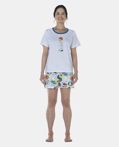 Pijama Feminino Adulto Manga Curta e Short