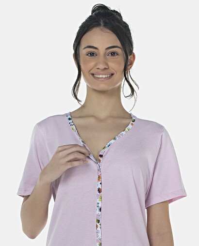 Pijama Feminino Adulto Manga Curta Aberta e Corsário