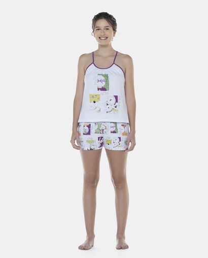 Pijama Feminino Adulto Alça e Short