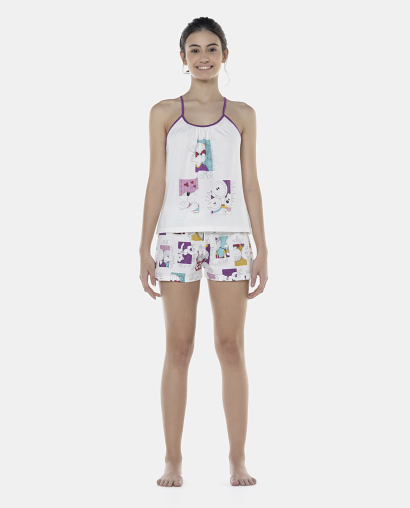 Pijama Feminino Adulto Alça e Short