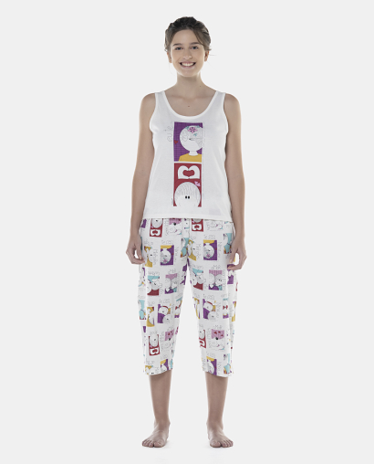 Pijama Feminino Adulto Regata e Corsário