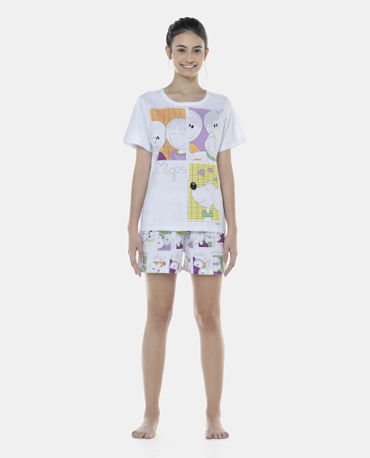 Pijama Feminino Adulto Manga Curta e Short