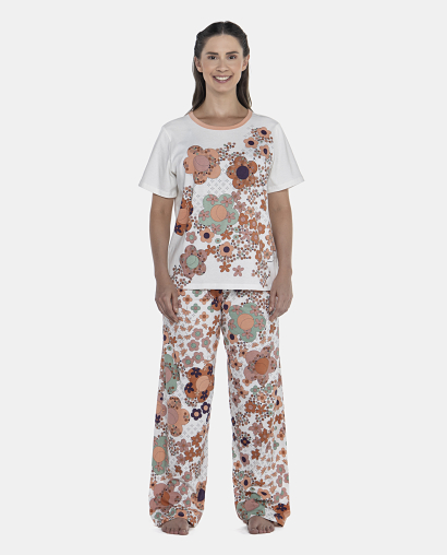 Pijama Feminino Adulto Manga Curta e Calça