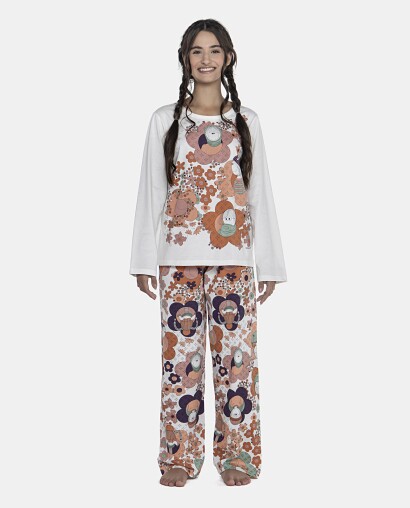 Pijama Feminino Adulto Manga Longa e Calça