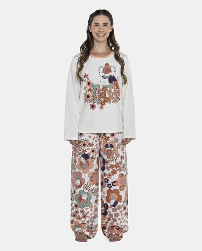 Pijama Feminino Adulto Manga Longa e Calça Moletinho