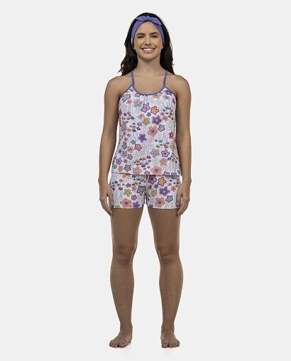 Pijama Feminino Adulto Alça e Short