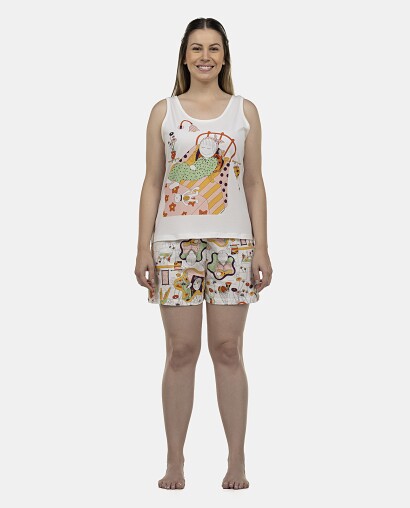 Pijama Feminino Adulto Regata e Short