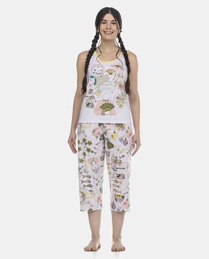 Pijama Feminino Adulto Regata e Corsário