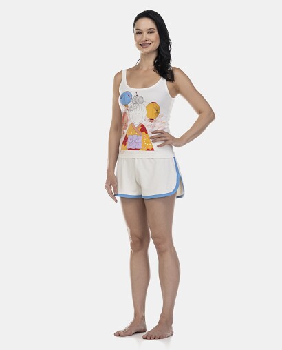 Pijama Feminino Adulto Regata e Short Atoalhado