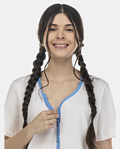 Pijama Feminino Adulto Manga Curta Aberto e Corsário