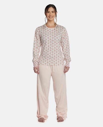 Pijama Feminino Adulto Manga Longa e Calça