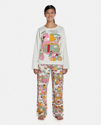 Pijama Feminino Adulto Manga Longa e Calça Moletinho