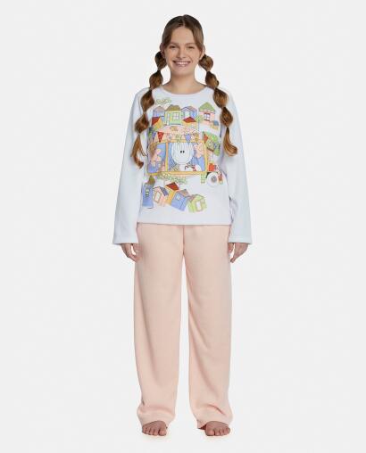 Pijama Feminino Adulto Manga Longa e Calça Plush