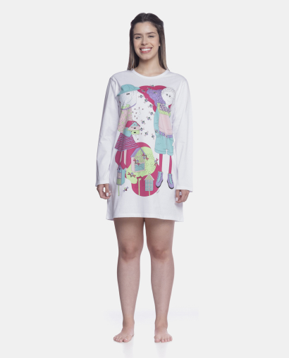 Camisão Feminino Adulto Manga Longa