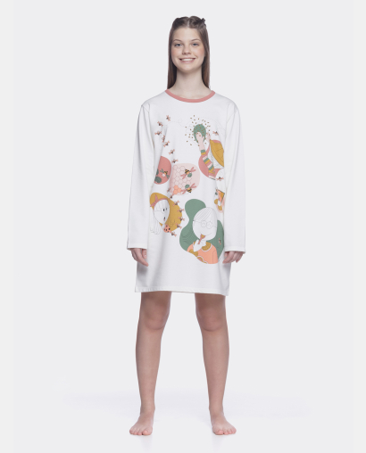 Camisão Feminino manga longa Estampa Pat e Annie