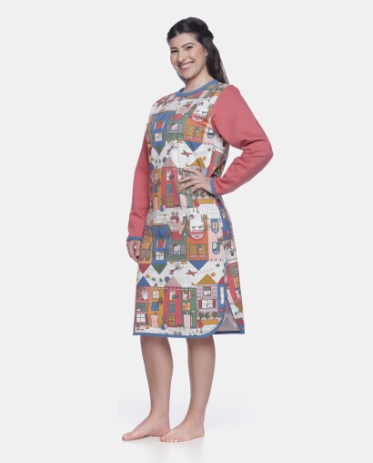 Camisão Feminino Adulto Manga Longa Moletinho