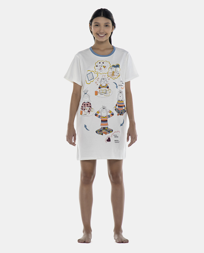 Camisão Feminino Adulto Manga Curta