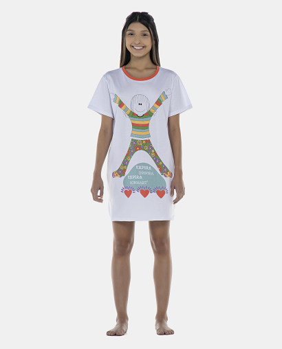 Camisão Feminino Adulto Manga Curta