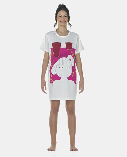 Camisão Feminino Adulto Manga Curta