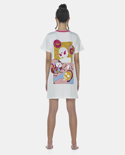 Camisão Feminino Adulto Manga Curta