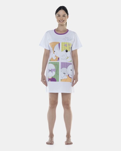 Camisão Feminino Adulto Manga Curta