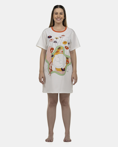 Camisão Feminino Adulto Manga Curta