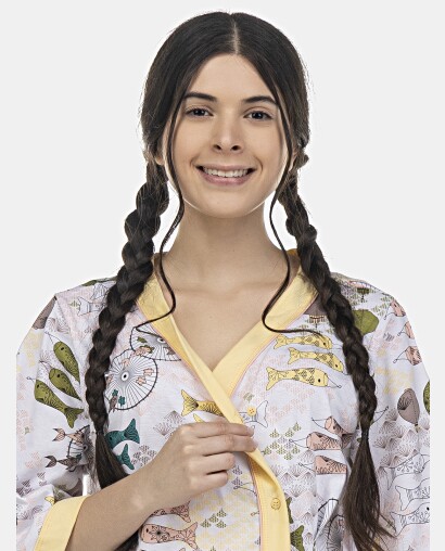 Camisão Feminino Adulto Manga Curta Aberto