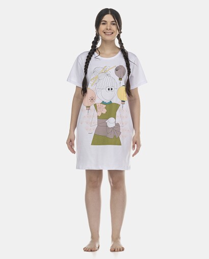 Camisão Feminino Adulto Manga Curta