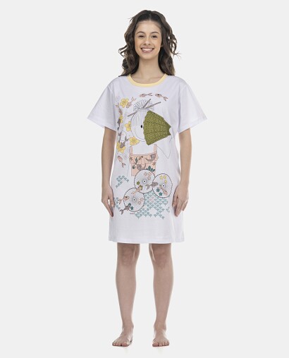 Camisão Feminino Adulto Manga Curta