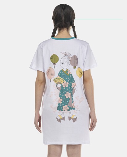 Camisão Feminino Adulto Manga Curta