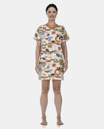 Camisão Feminino Adulto Manga Curta