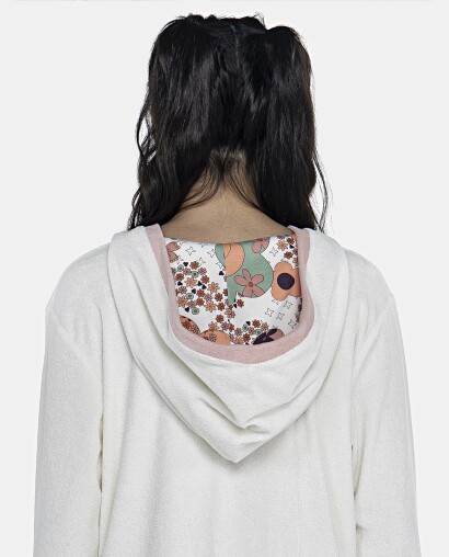 Roupão Feminino Adulto Manga Longa Fechado Com Capuz Atoalhado