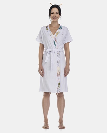 Roupão Feminino Adulto Manga Curta Atoalhado