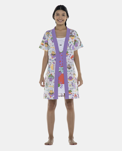 Robe Feminino Adulto  Manga Curta