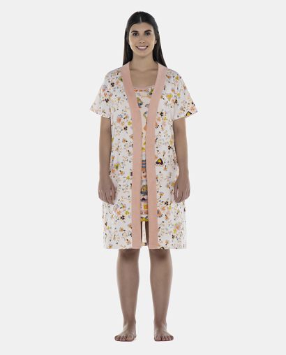 Robe Feminino Adulto Manga Curta