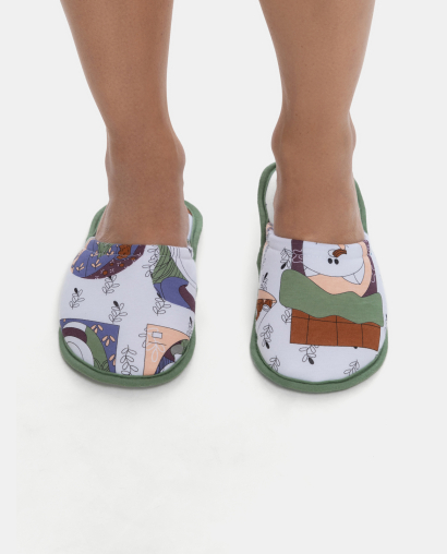 Pantufa Fechada Feminina Adulto Estampa Nina e Pat
