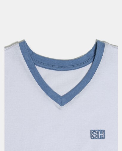 Pijama Masculino Kids Manga Curta e Bermuda Decote V