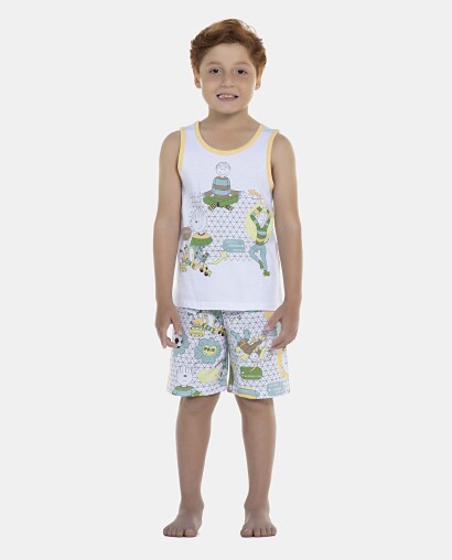 Pijama Masculino Kids  Regata e Bermuda