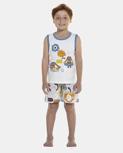 Pijama Masculino Kids Regata Machão e Bermuda