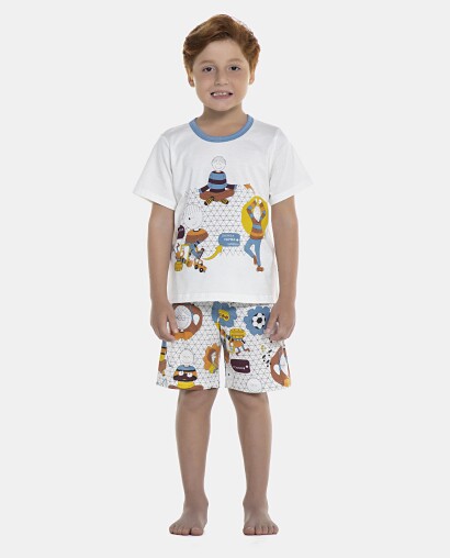 Pijama Masculino Kids Manga Curta e Bermuda