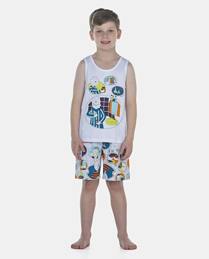 Pijama Masculino Kids  Regata e Bermuda