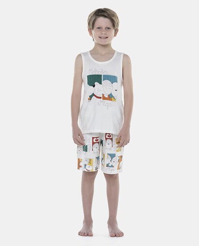 Pijama Masculino Kids  Regata e Bermuda