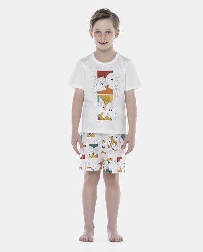 Pijama Masculino Kids Manga Curta e Bermuda